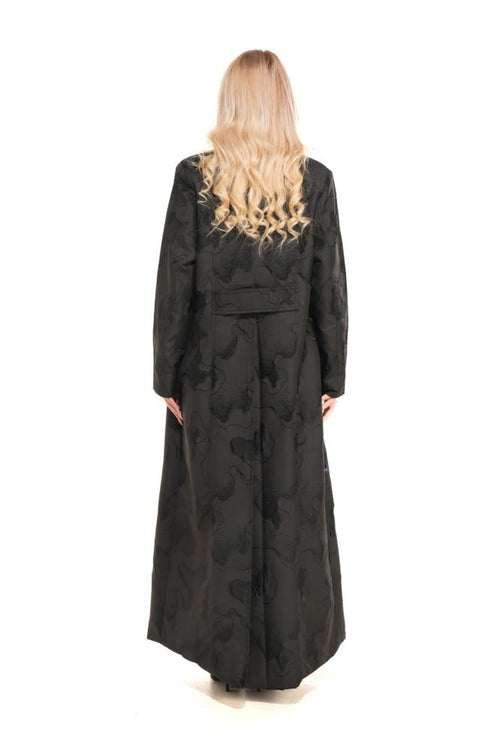 Luxury Black Jacquard Abaya with Elegant Black Patterns