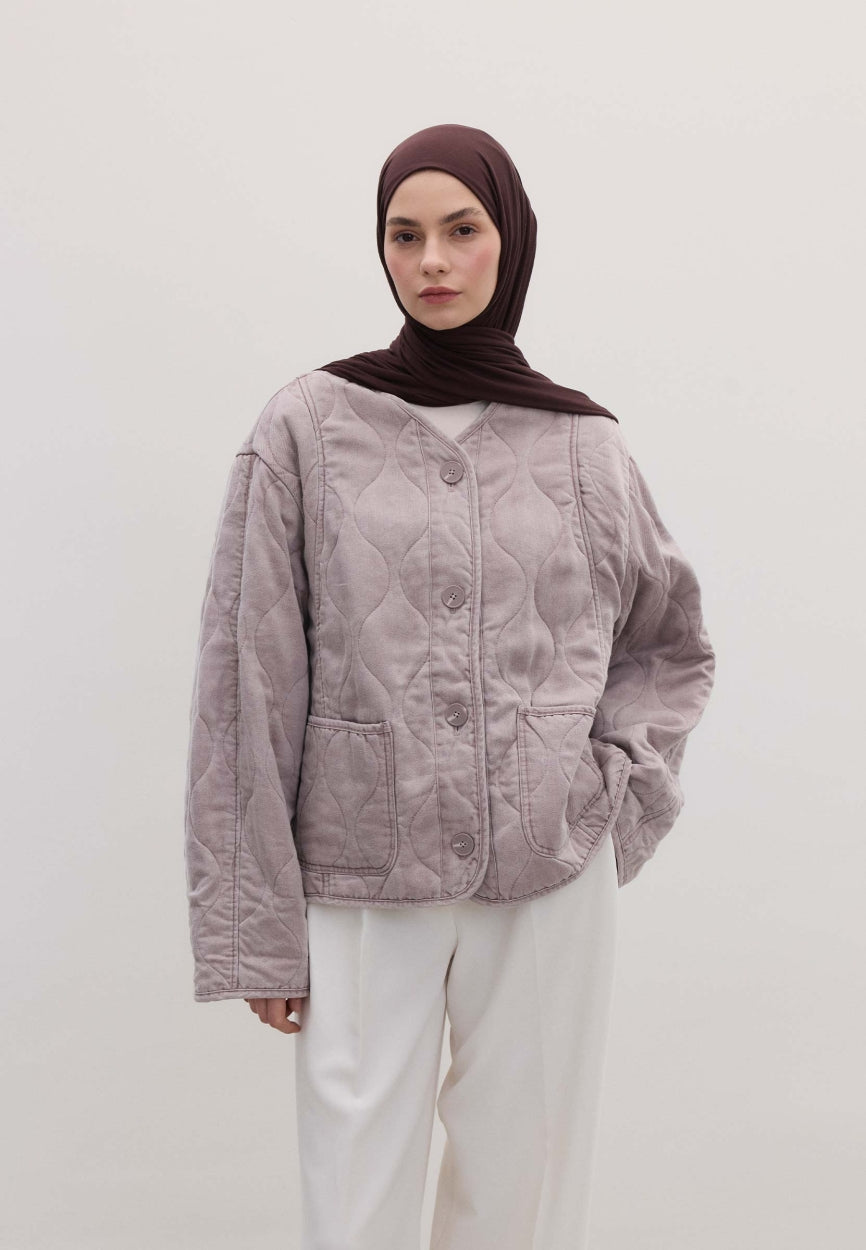 Qivola Bamboo Jersey Scarf in Aubergine, side view