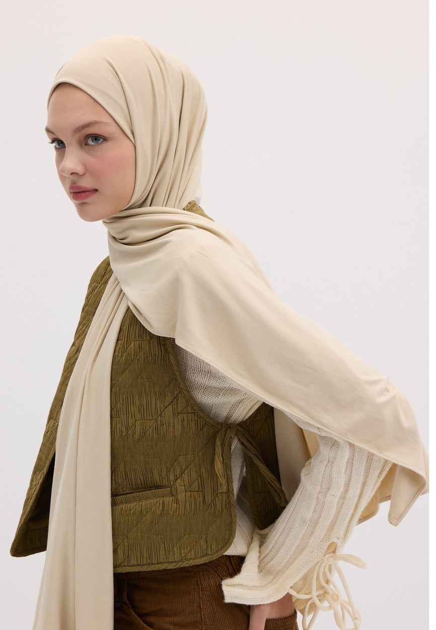 Qivola Bamboo Jersey Scarf in Beige, detail view (variant 2)