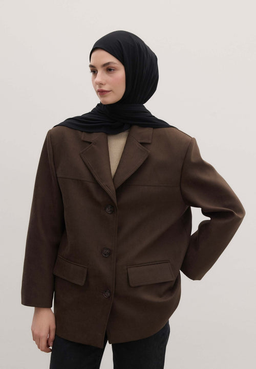 Qivola Bamboo Jersey Scarf in Black, side view