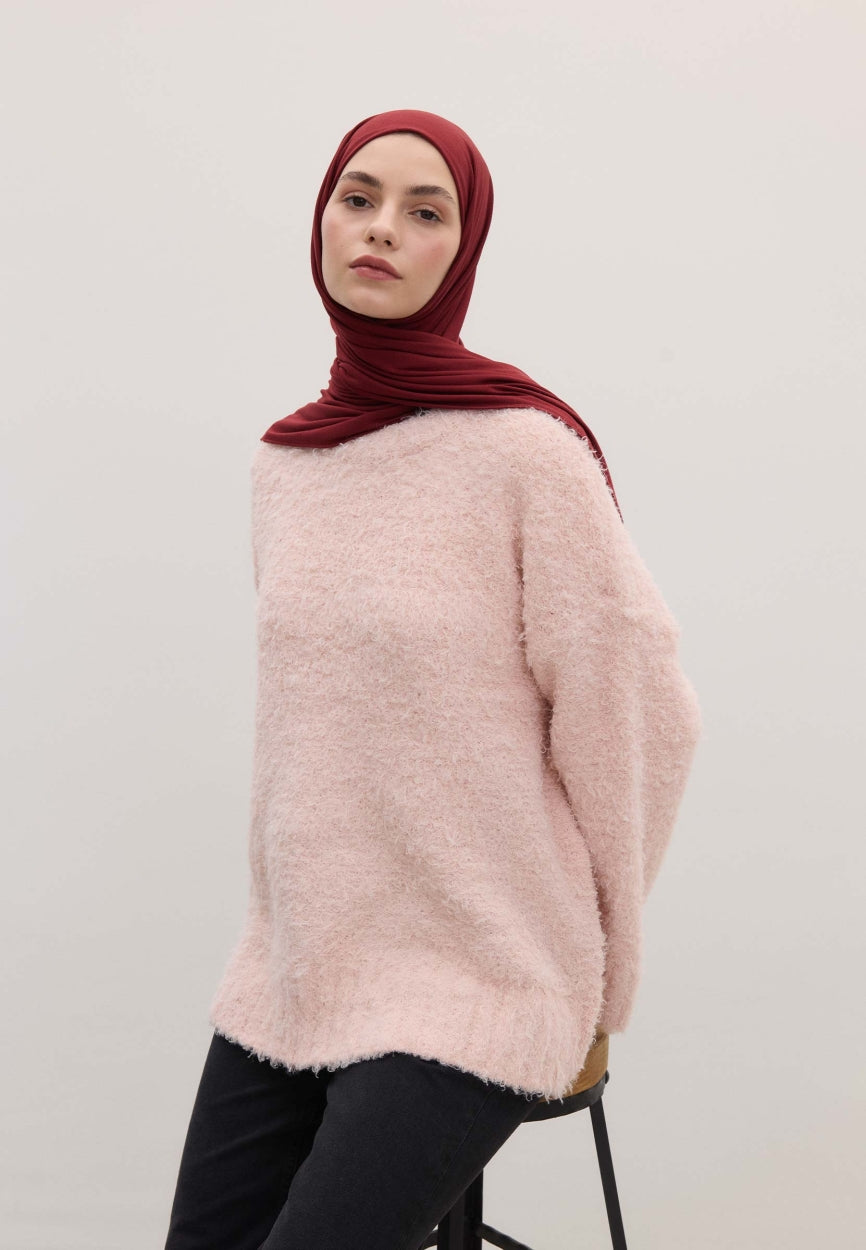 Qivola Bamboo Jersey Scarf in Burgundy, front view (variant 2)