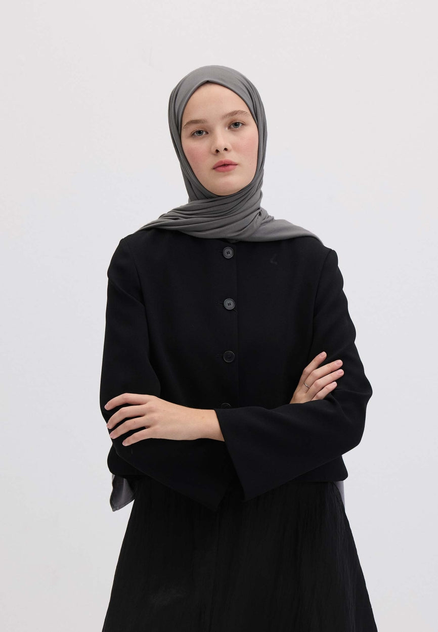 Qivola Bamboo Jersey Scarf in Dark Grey, back view