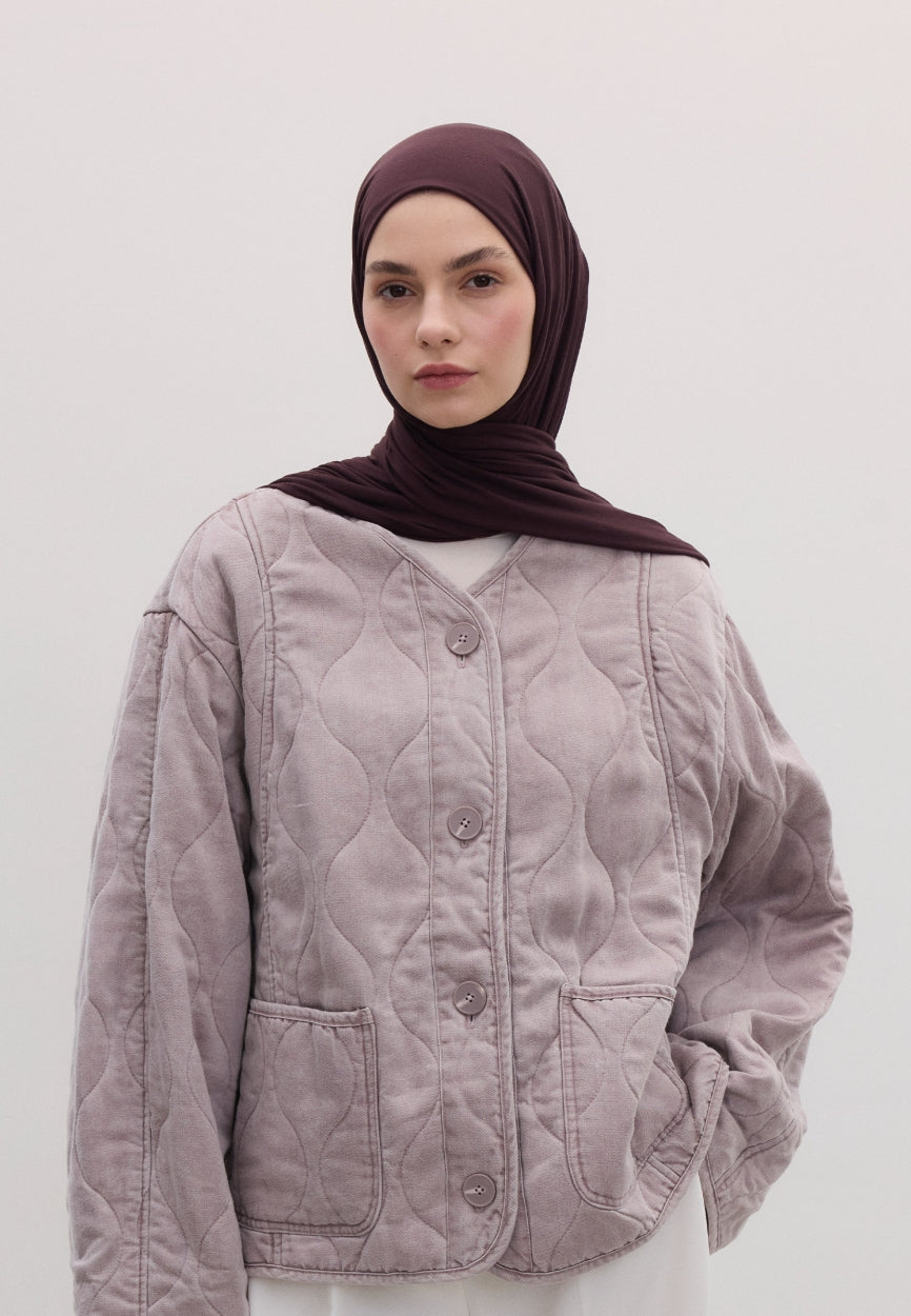 Qivola Bamboo Jersey Scarf in Dark Purple, front view