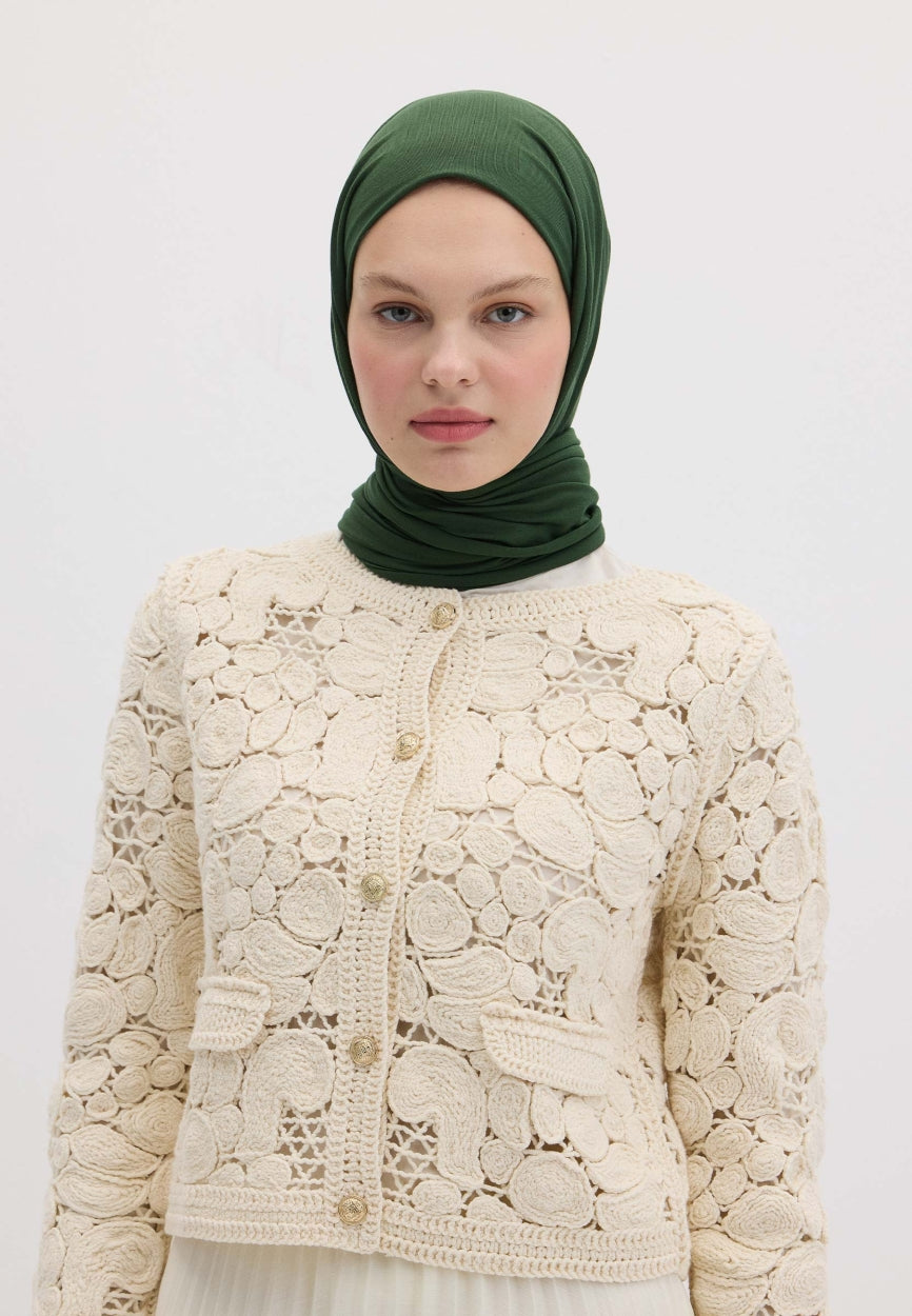 Qivola Bamboo Jersey Scarf in Emerald, back view