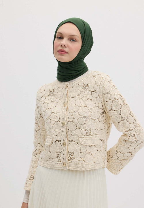 Qivola Bamboo Jersey Scarf in Emerald, front view