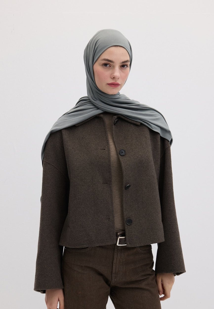 Qivola Bamboo Jersey Scarf in Foam, front view