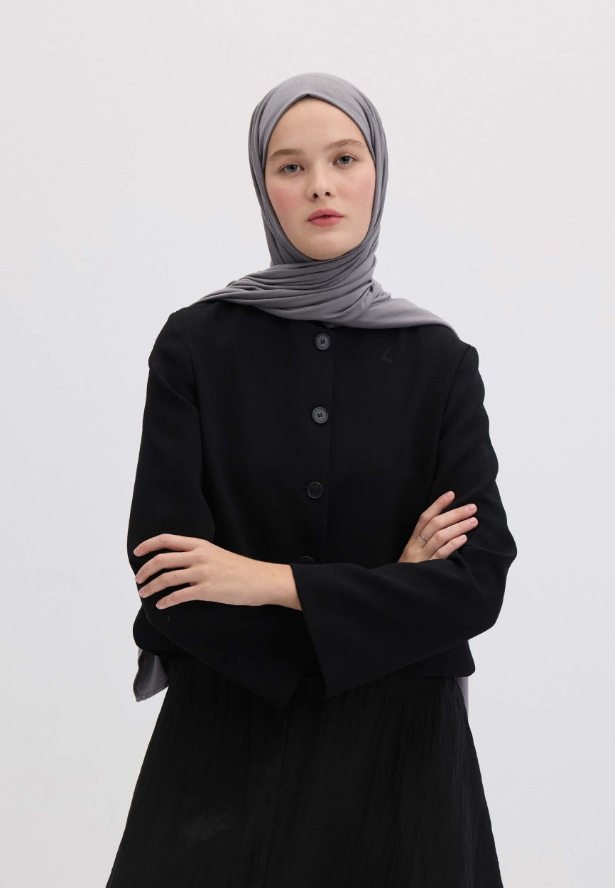 Qivola Bamboo Jersey Scarf in Grey, back view