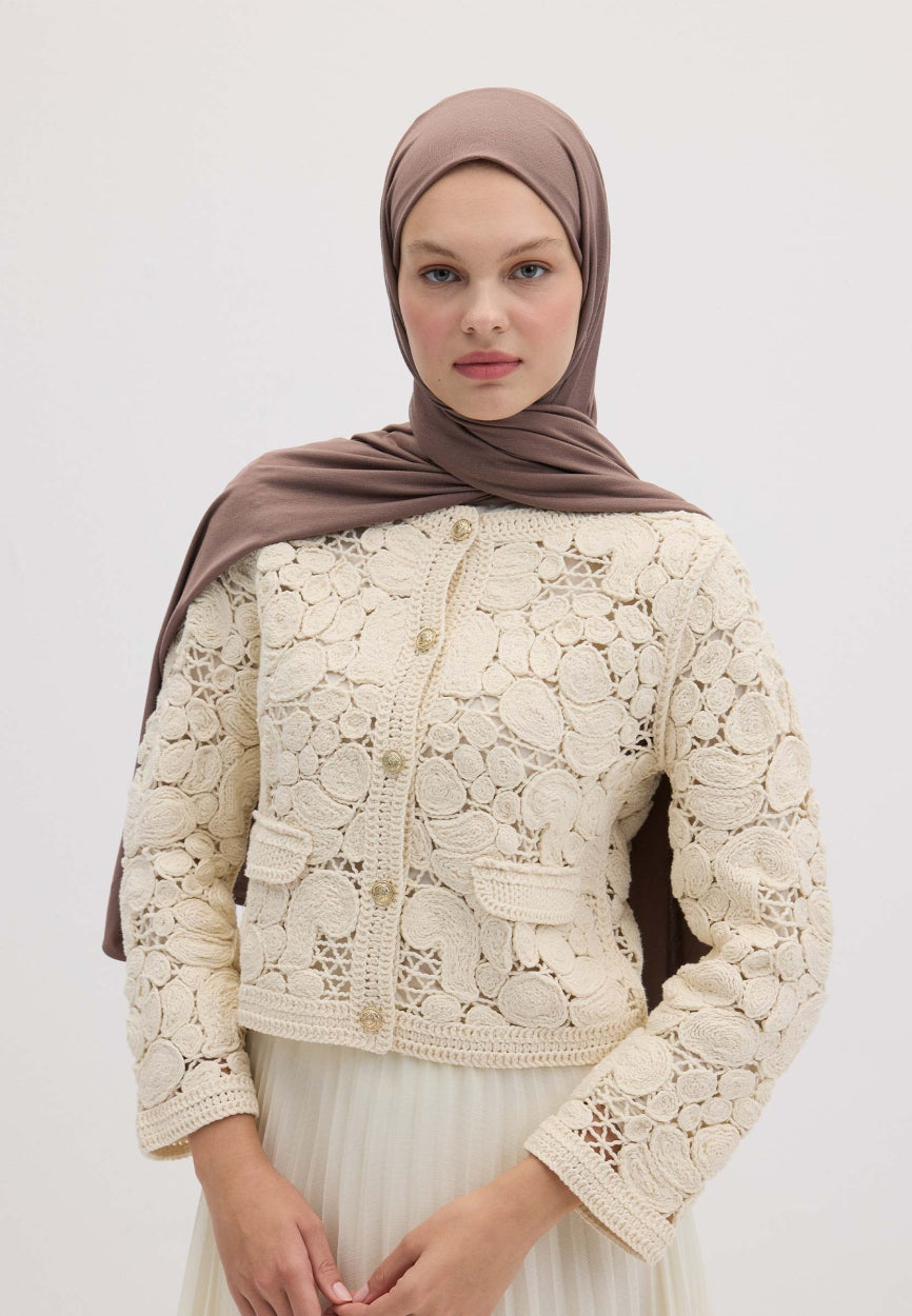 Qivola Bamboo Jersey Scarf in Hair, front view