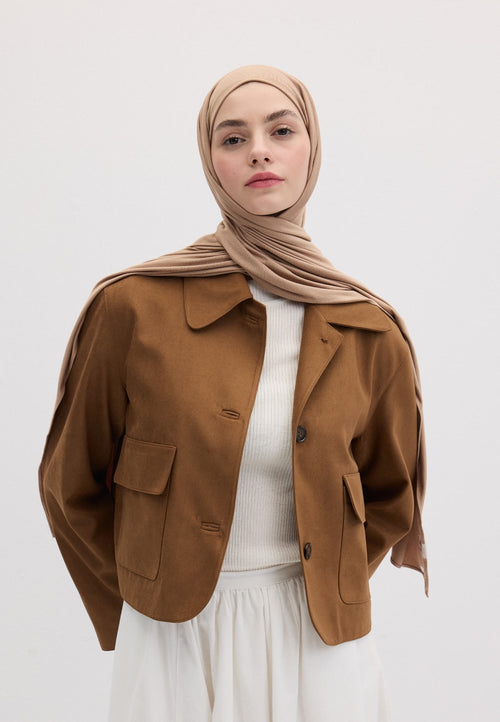 Qivola Bamboo Jersey Scarf in Hazelnut Shell, front view