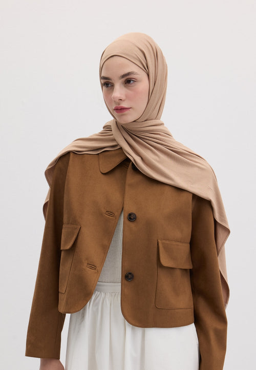 Qivola Bamboo Jersey Scarf in Hazelnut Shell, side view