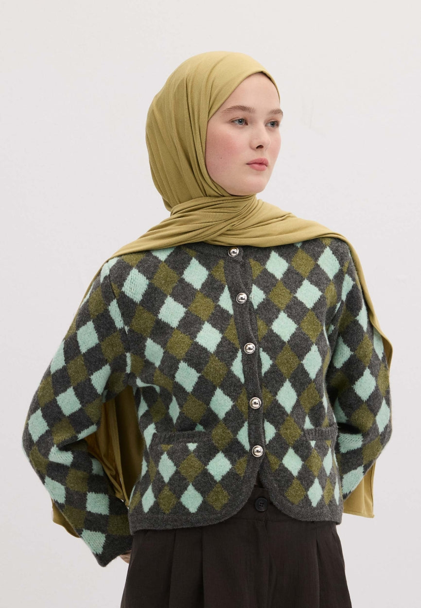 Qivola Bamboo Jersey Scarf in Jade Yellow, front view