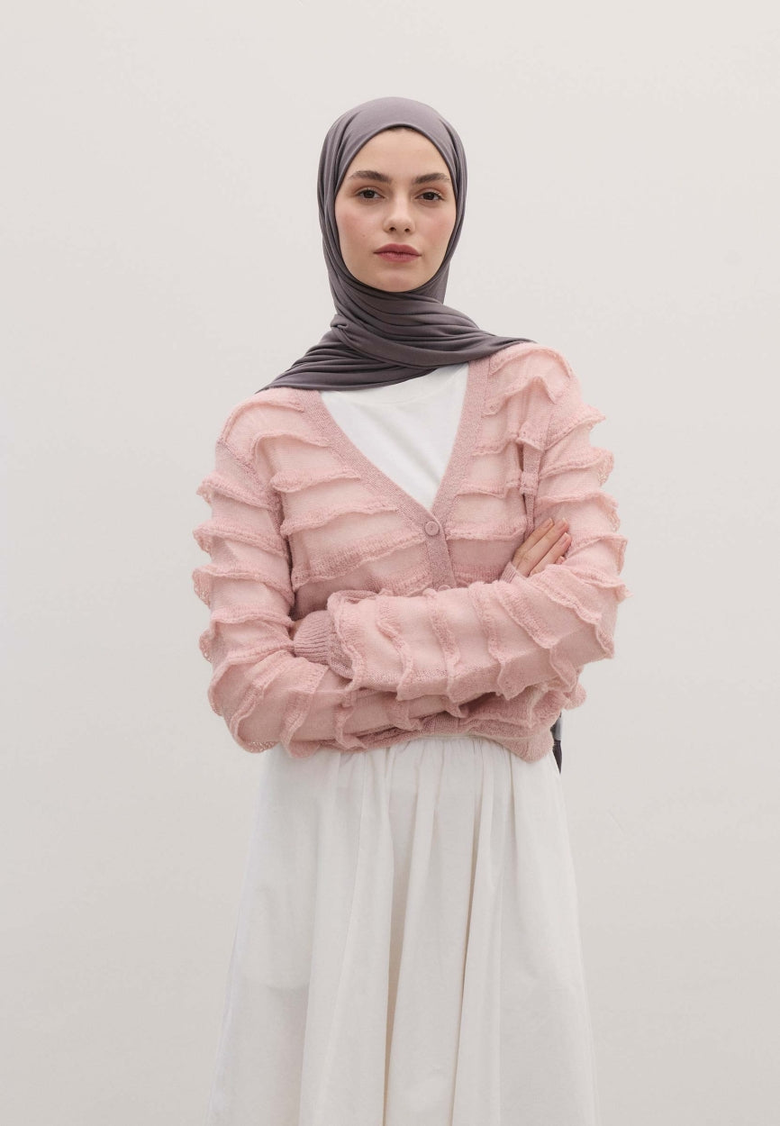 Qivola Bamboo Jersey Scarf in Lavender, back view