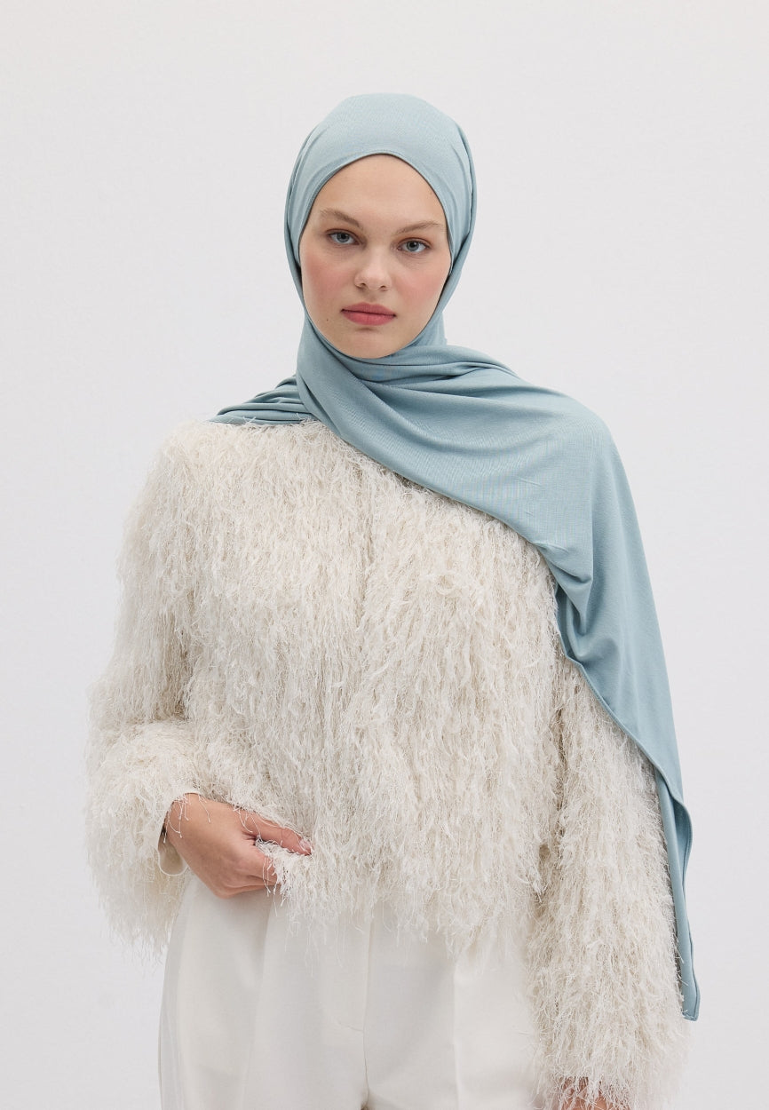 Qivola Bamboo Jersey Scarf in Light Blue, front view
