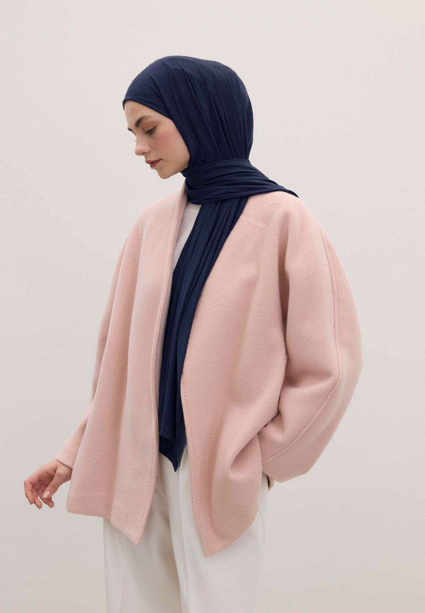 Qivola Bamboo Jersey Scarf in Midnight Blue, back view