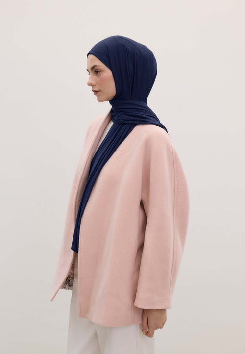 Qivola Bamboo Jersey Scarf in Midnight Blue, side view