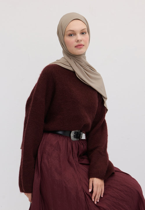 Qivola Bamboo Jersey Scarf in Mink, front view