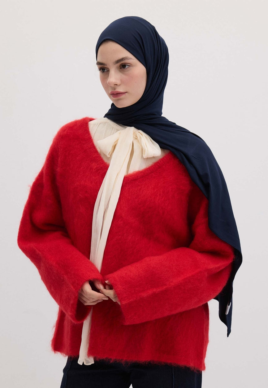 Qivola Bamboo Jersey Scarf in Navy Blue, back view