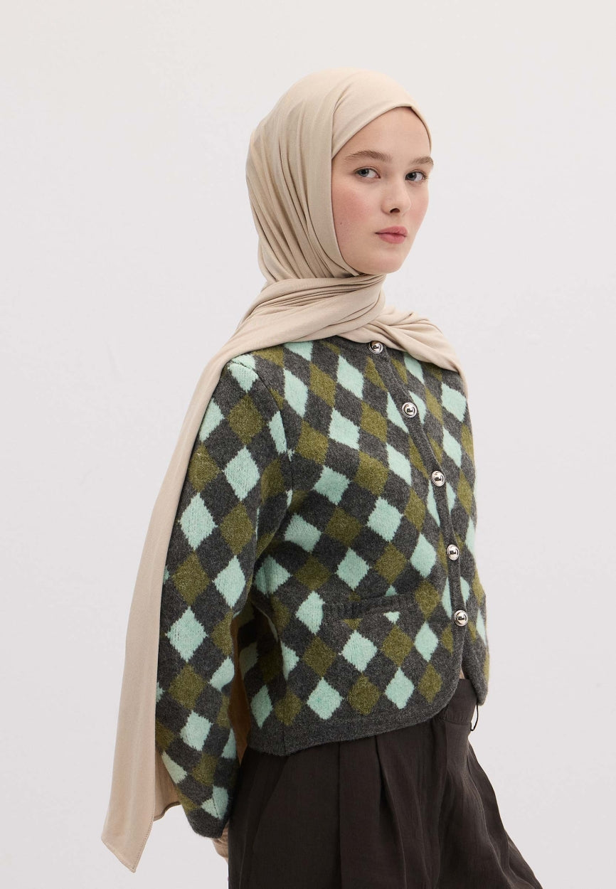 Qivola Bamboo Jersey Scarf in Nude, side view