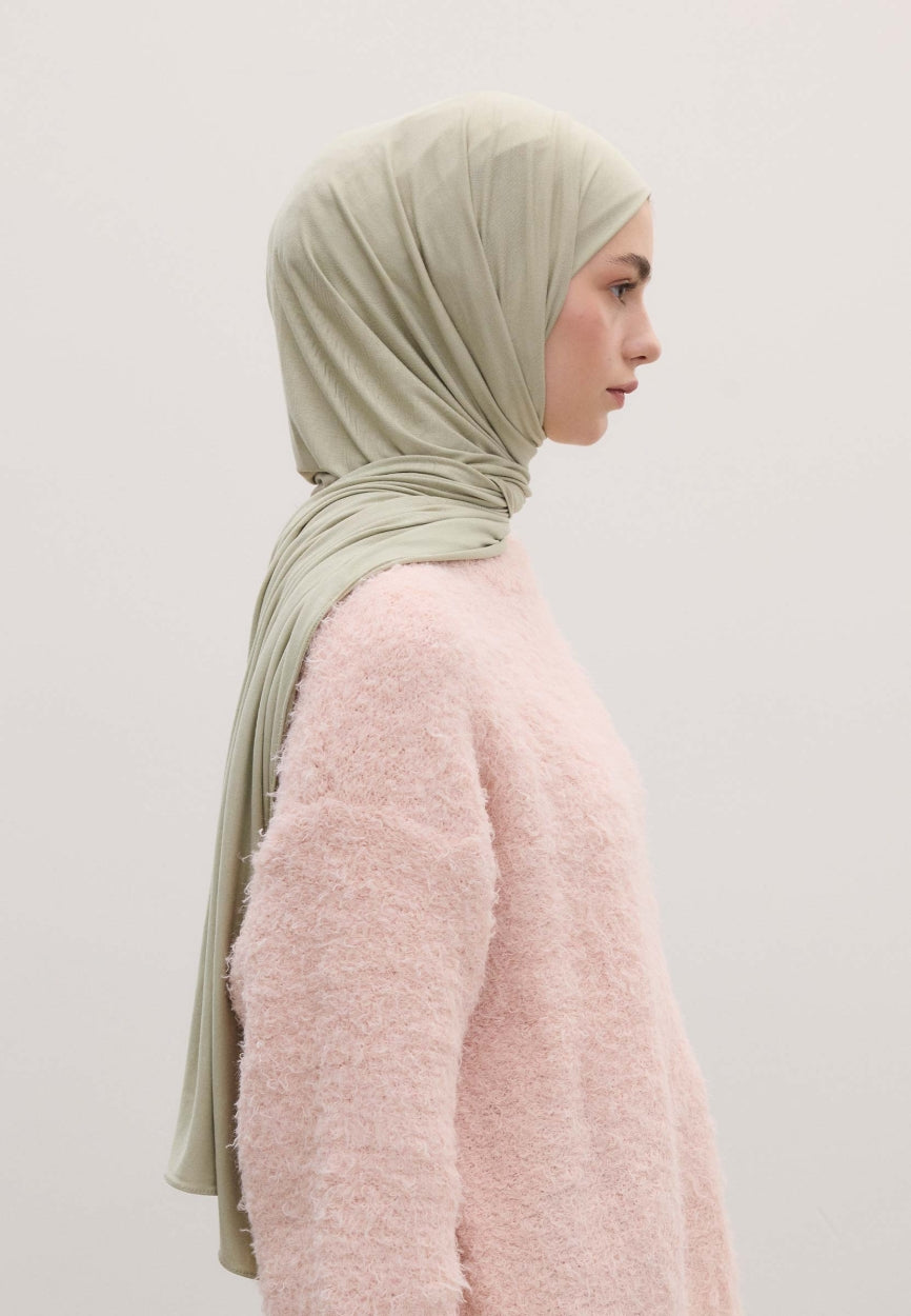 Qivola Bamboo Jersey Scarf in Pastel Green, side view