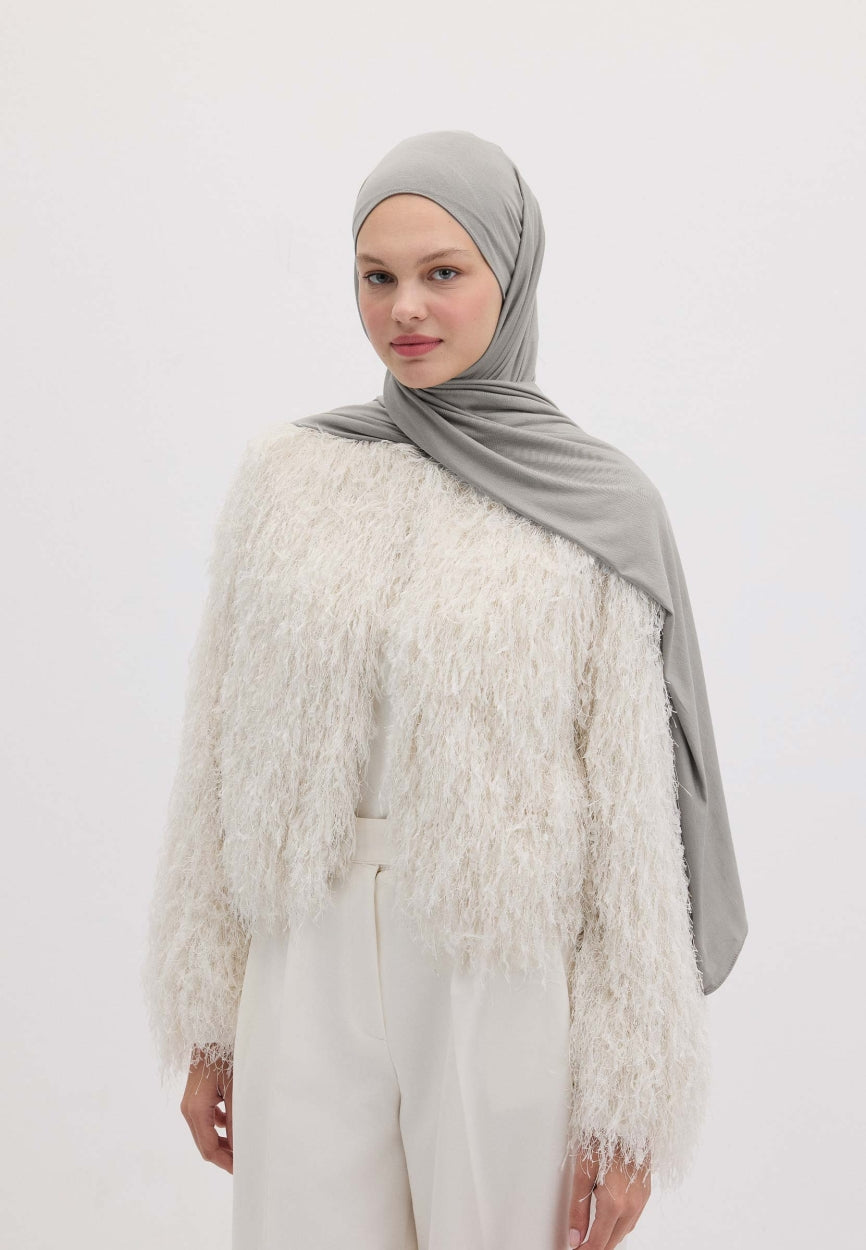 Qivola Bamboo Jersey Scarf in Smoke Gray, front view