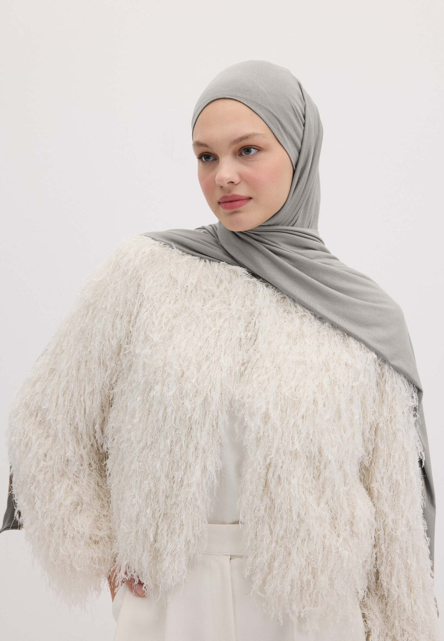 Qivola Bamboo Jersey Scarf in Smoke Gray, side view