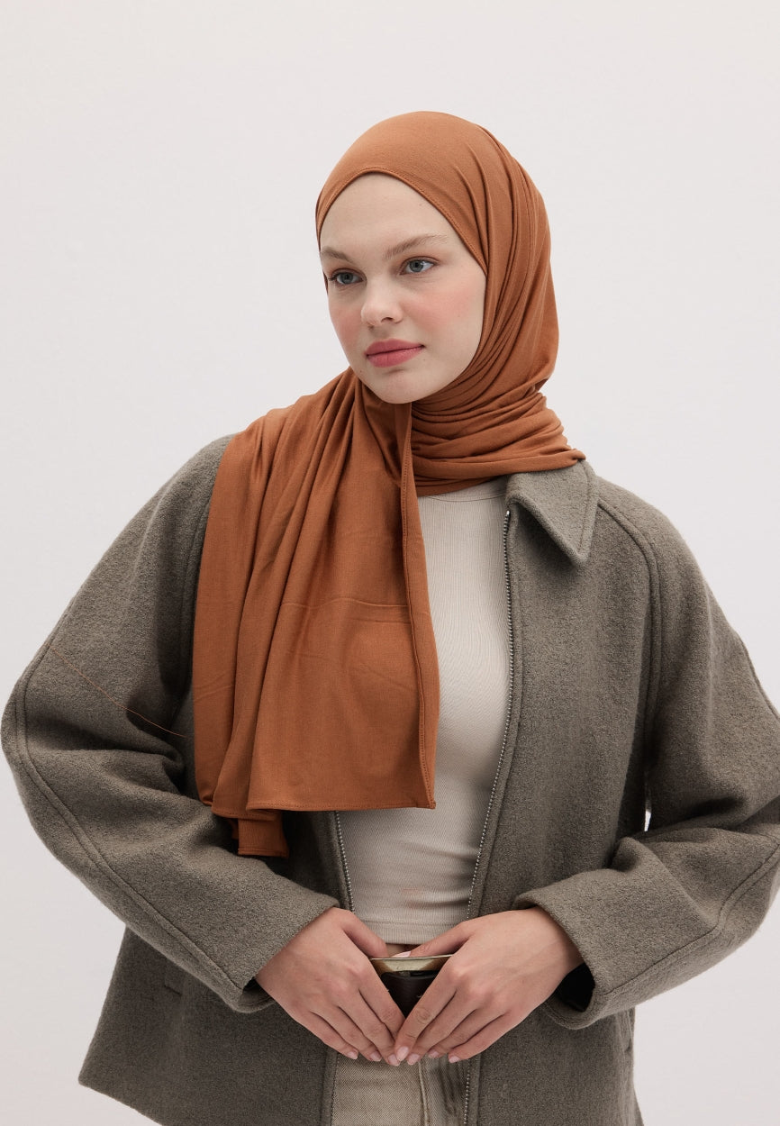 Qivola Bamboo Jersey Scarf in Tile, front view