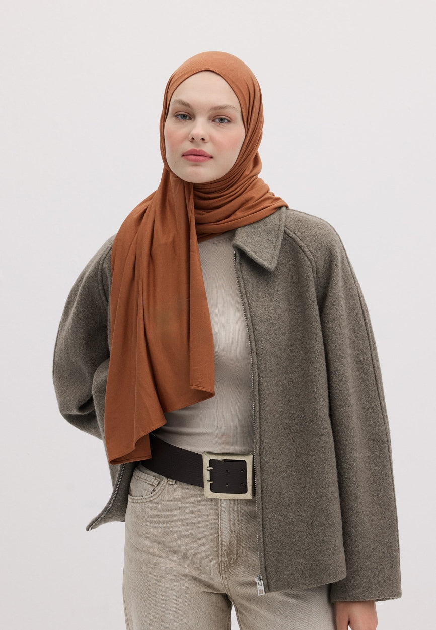 Qivola Bamboo Jersey Scarf in Tile, side view