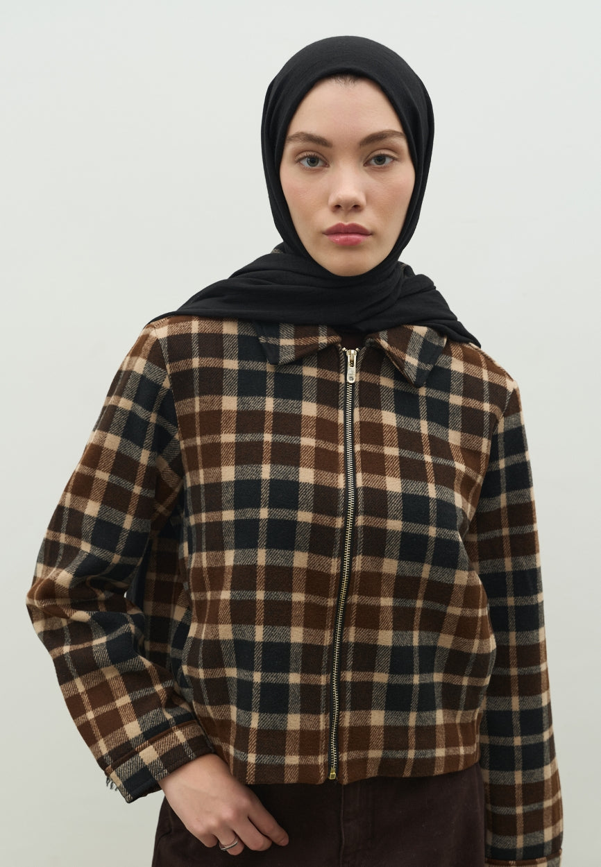 Black Cashmere Textured Hijab side angle showing elegant silhouette