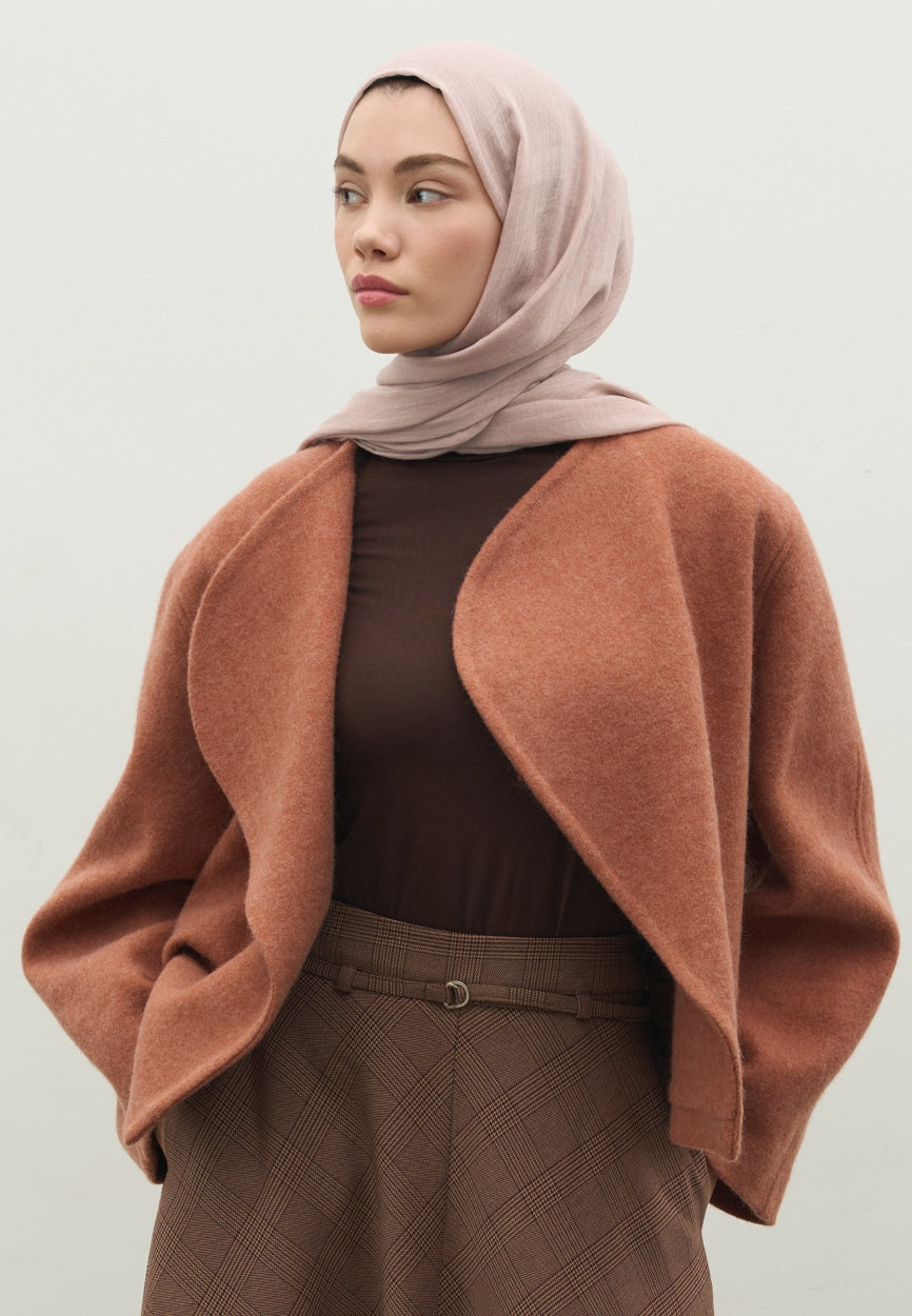 Powder Pink Cashmere Textured Paisley Powder side angle showing elegant silhouette