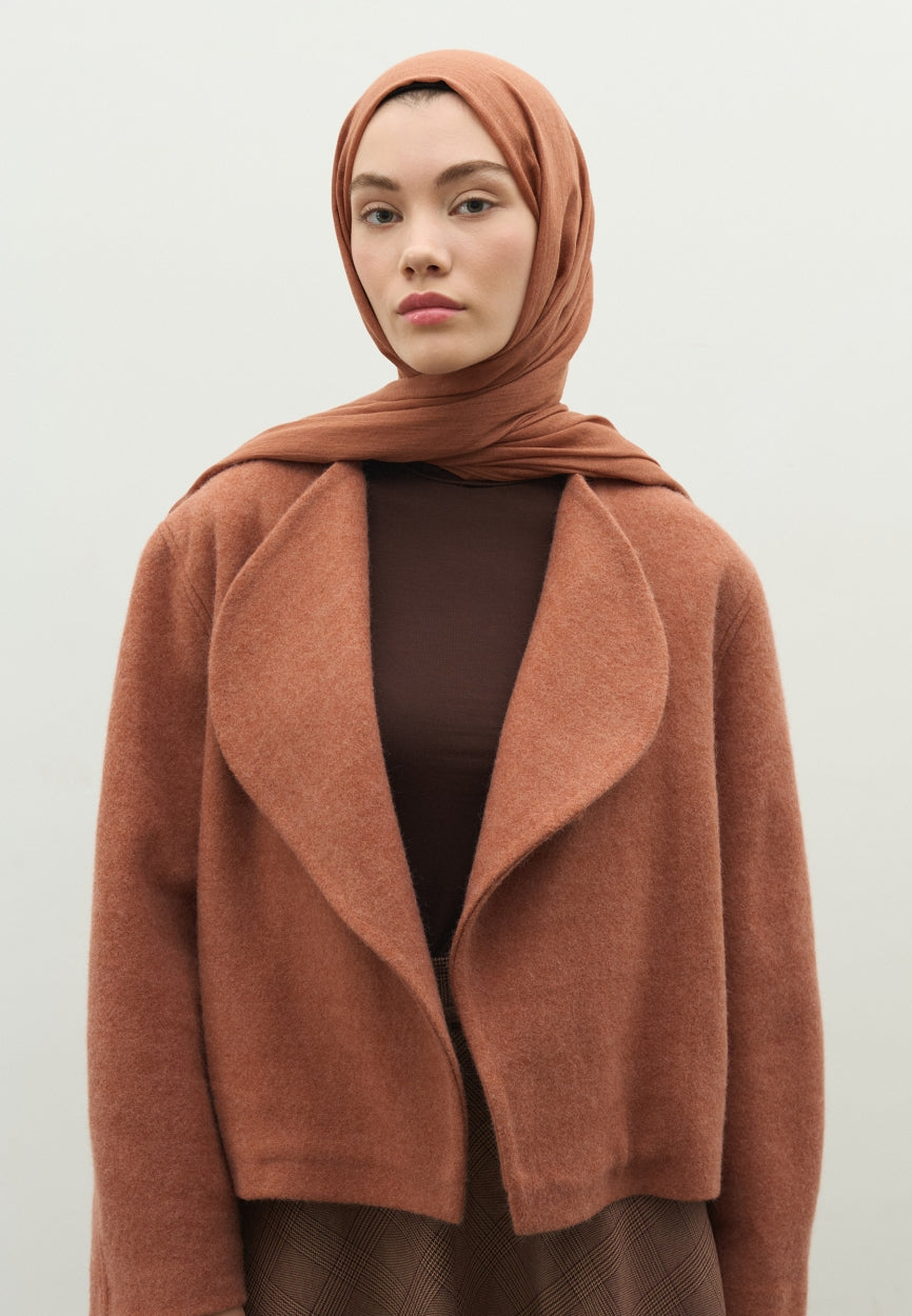 Front view of Copper Cashmere Textured Scarf, modest Scarf for weddings