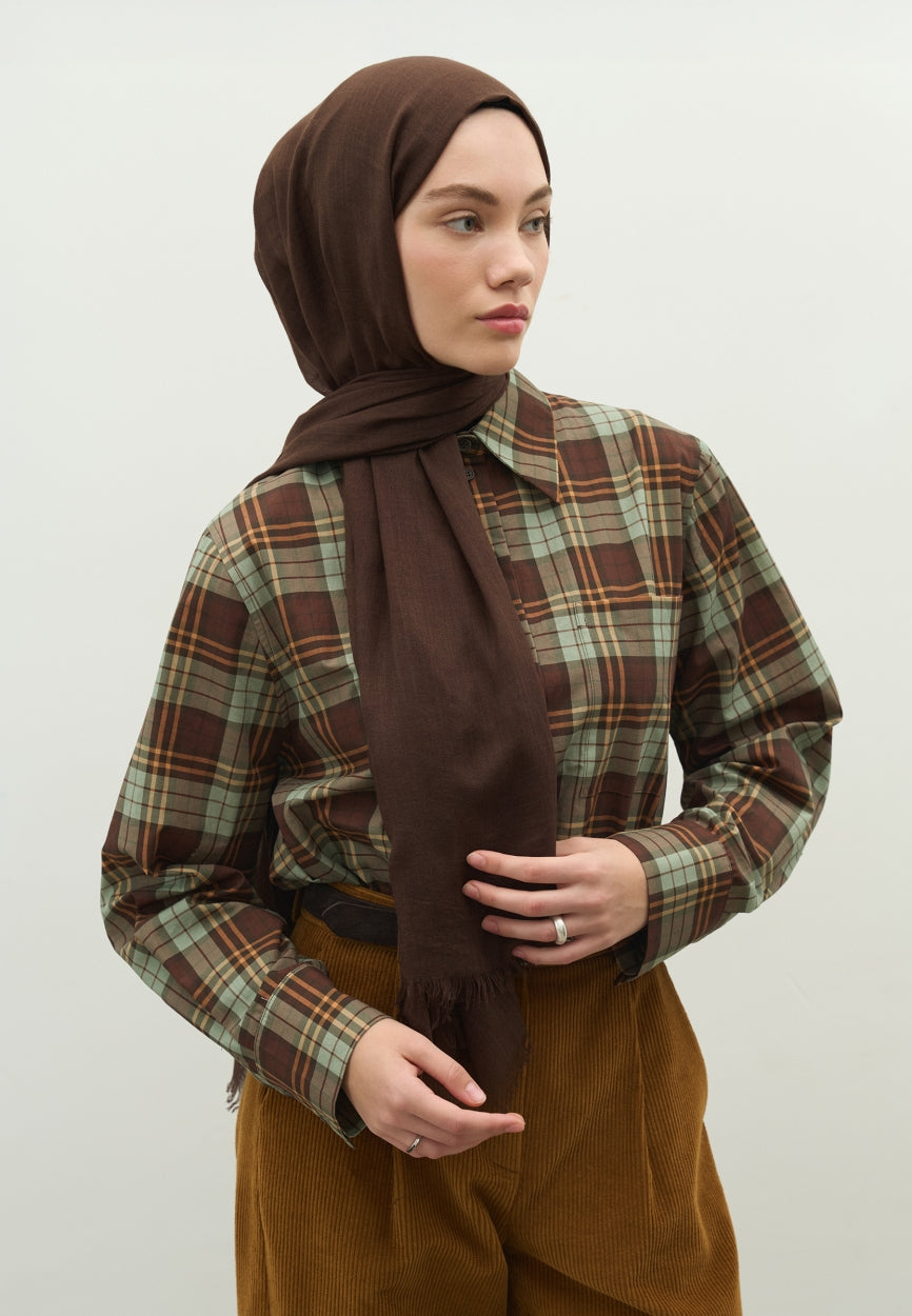 Front view of Bitter Cashmere Textured Scarf, modest Scarf for autumn events