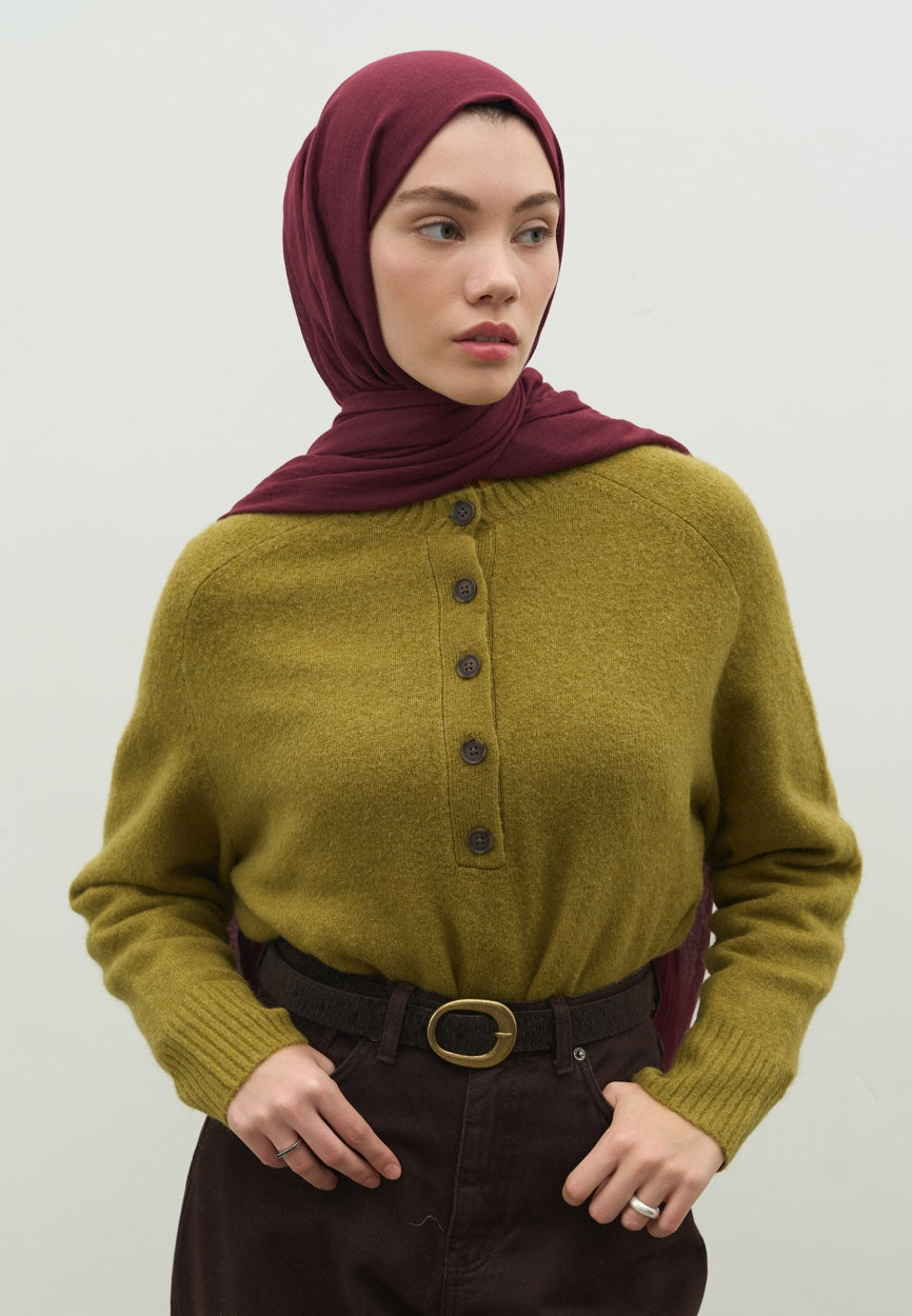 Front view of Bruise Cashmere Textured Scarf Cherry, modest Scarf for weddings