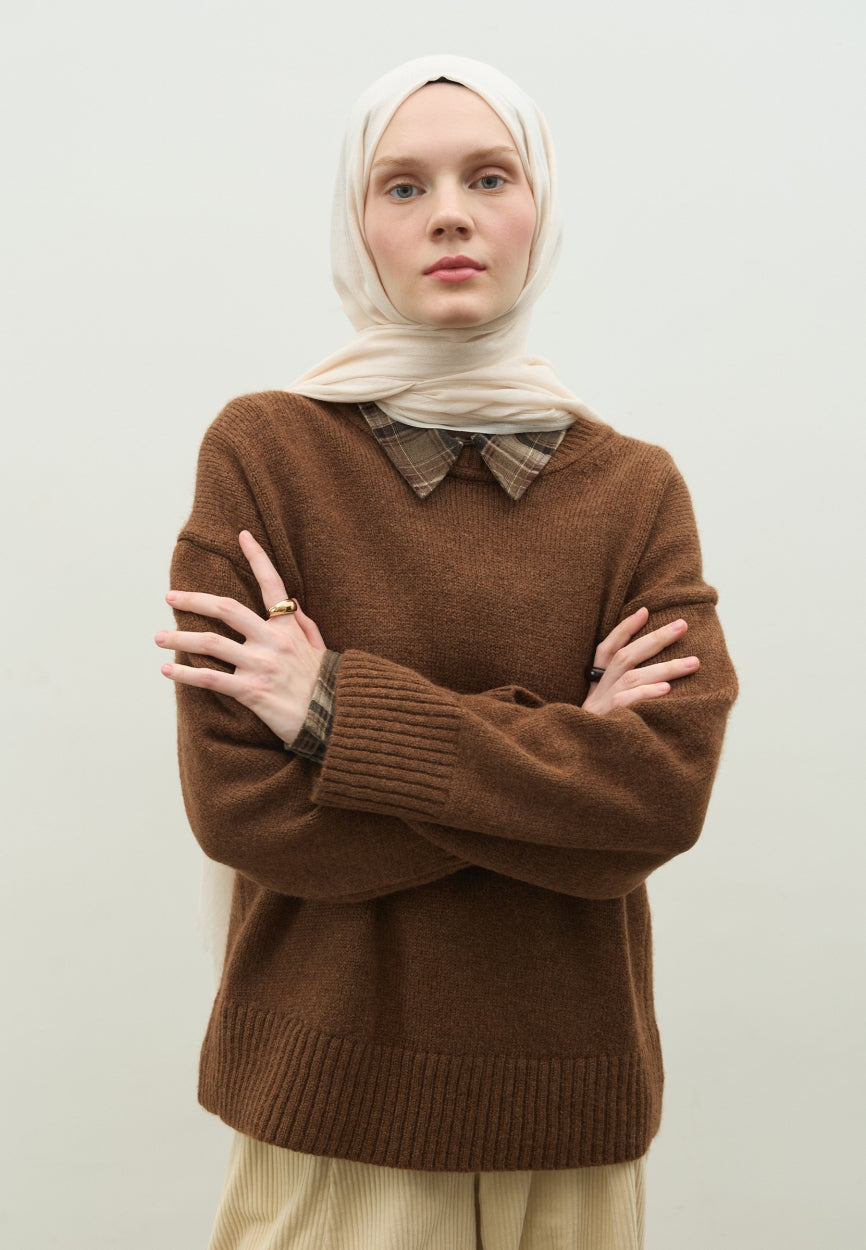 Front view of Ivory Cashmere Textured Scarf, modest Scarf for weddings