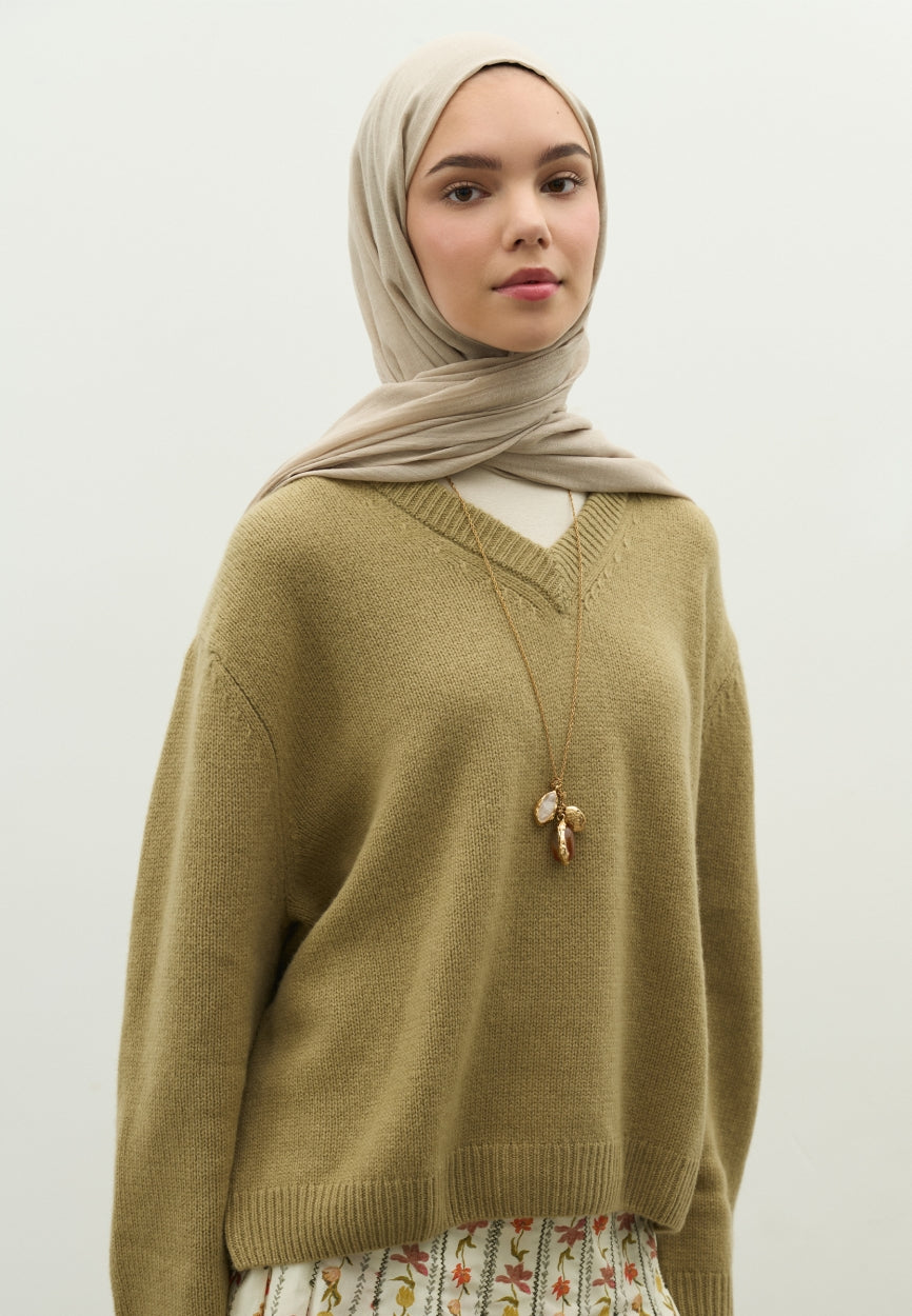 Front view of Beige Cashmere Textured Scarf Natural, modest Scarf for weddings