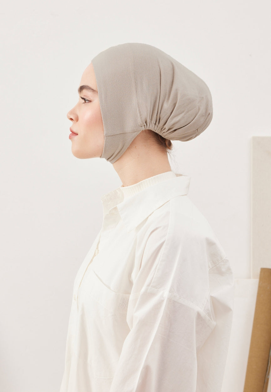 Mink Large Volume Practical Bonnet Open side angle showing elegant silhouette