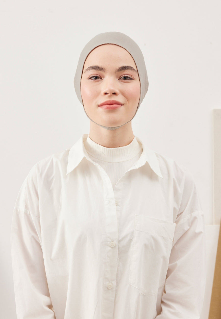 Front view of Mink Large Volume Practical Bonnet Open, modest Scarf for autumn events