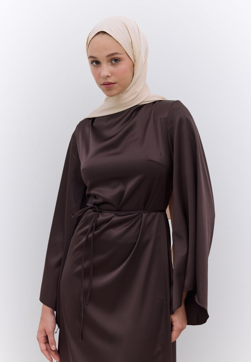 Qivola Premium Chiffon Scarf in Beige, front view