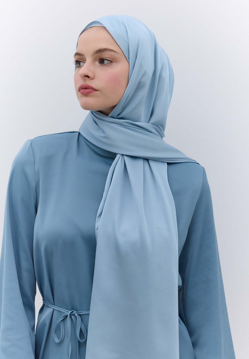 Qivola Premium Chiffon Scarf in Blue, back view (variant 1)