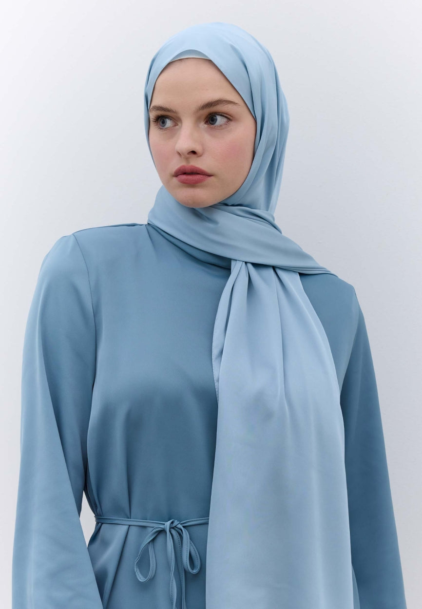 Qivola Premium Chiffon Scarf in Blue, front view (variant 1)