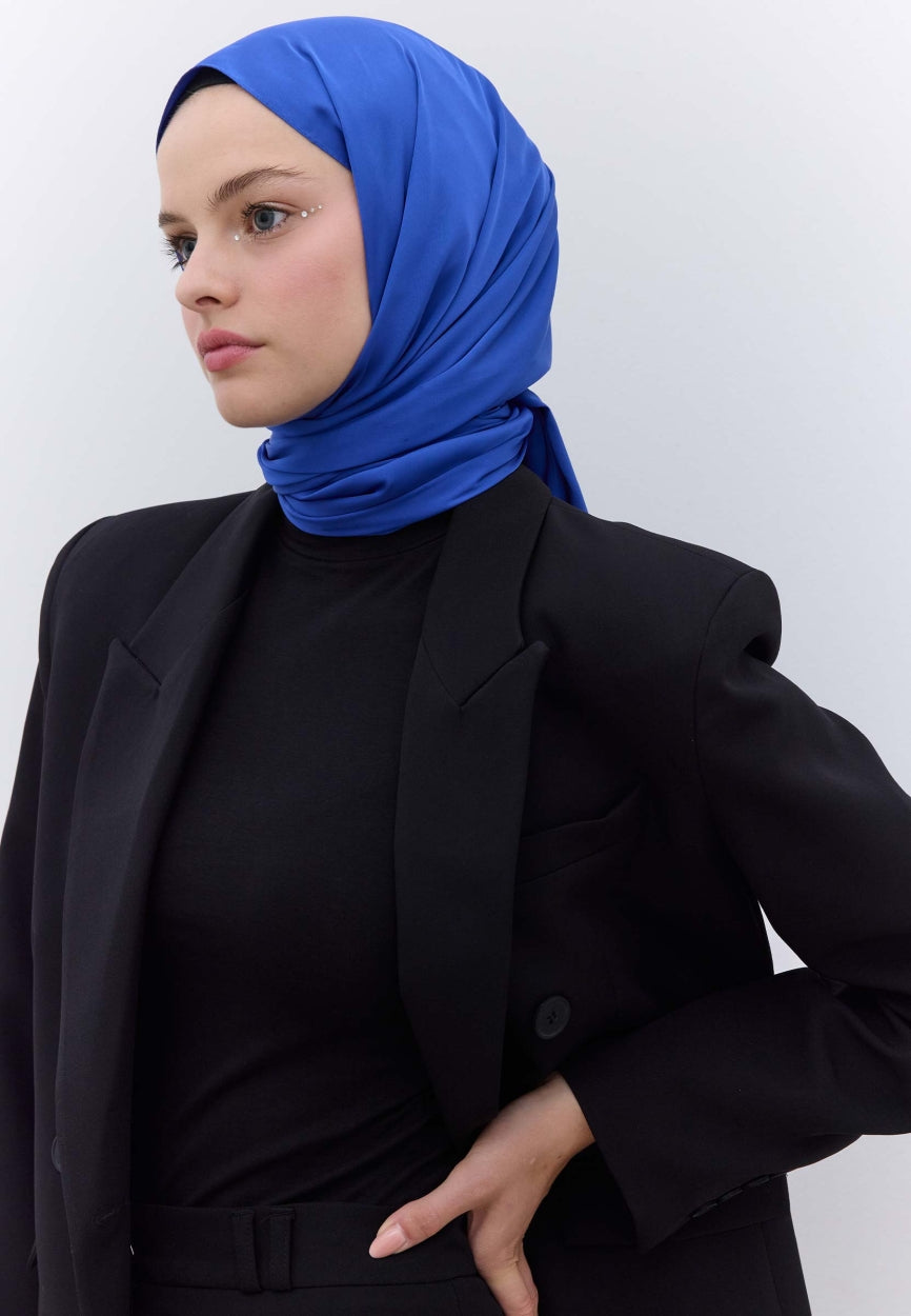 Qivola Premium Chiffon Scarf in Blue, front view (variant 2)
