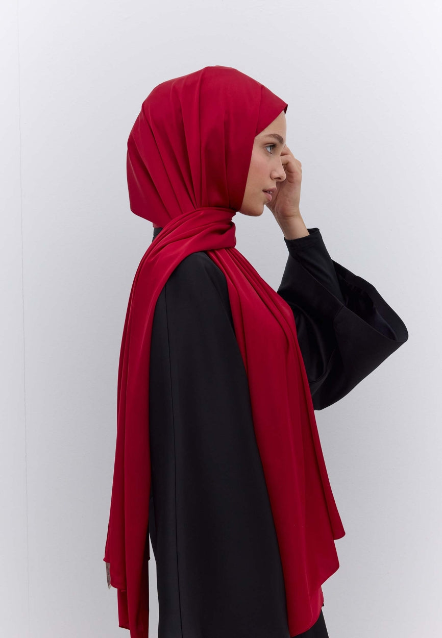 Qivola Premium Chiffon Scarf in Burgundy, back view