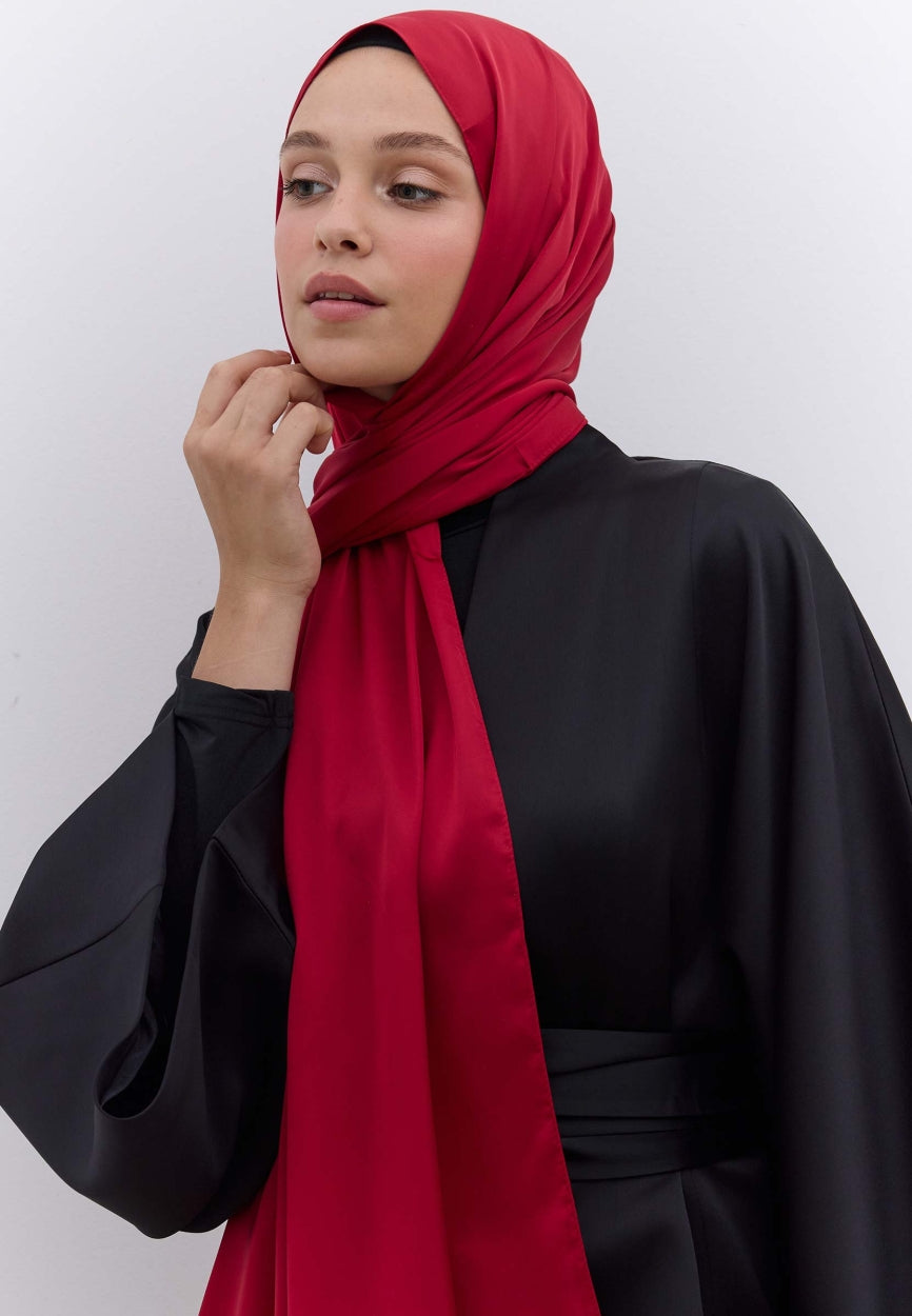 Qivola Premium Chiffon Scarf in Burgundy, front view