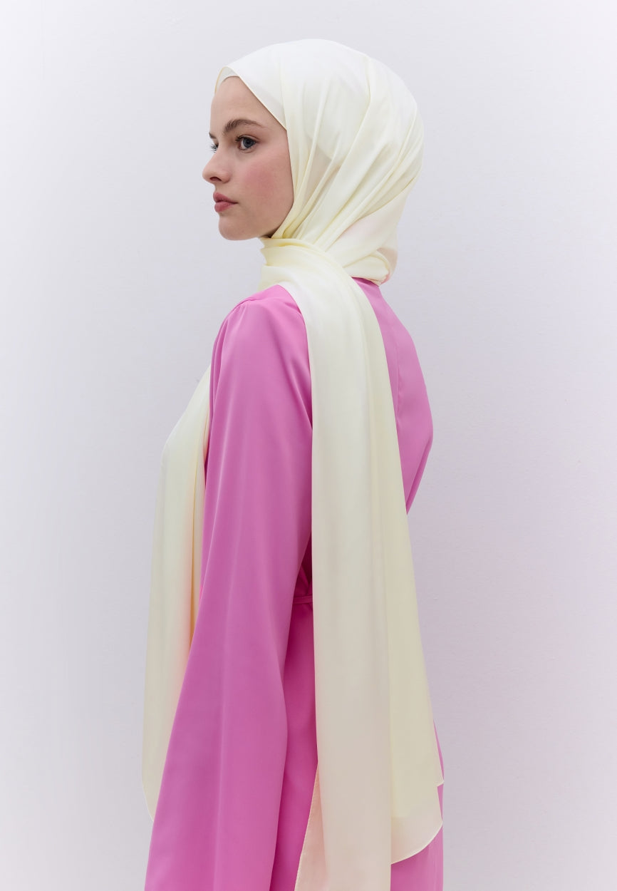 Qivola Premium Chiffon Scarf in Ecru, back view