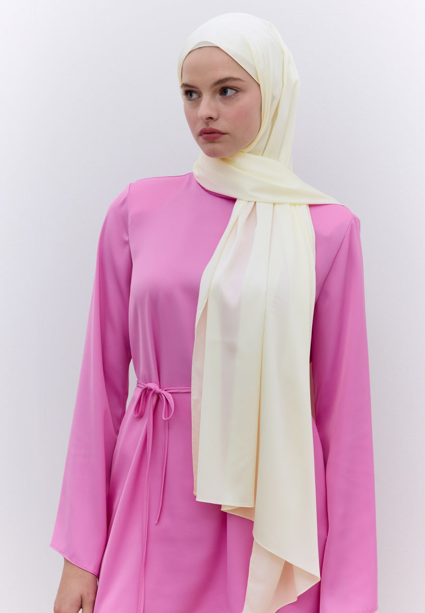 Qivola Premium Chiffon Scarf in Ecru, front view