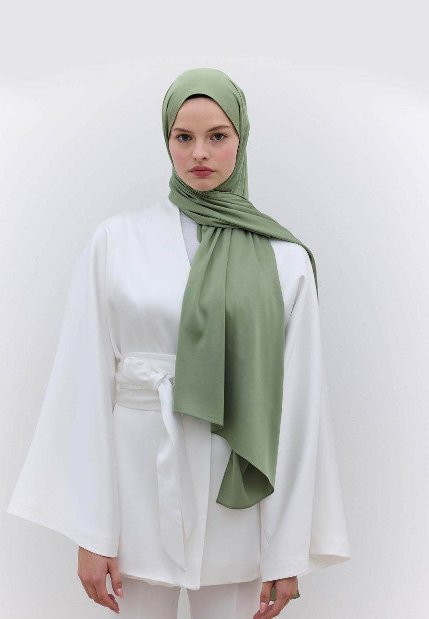 Qivola Premium Chiffon Scarf in Khaki, back view