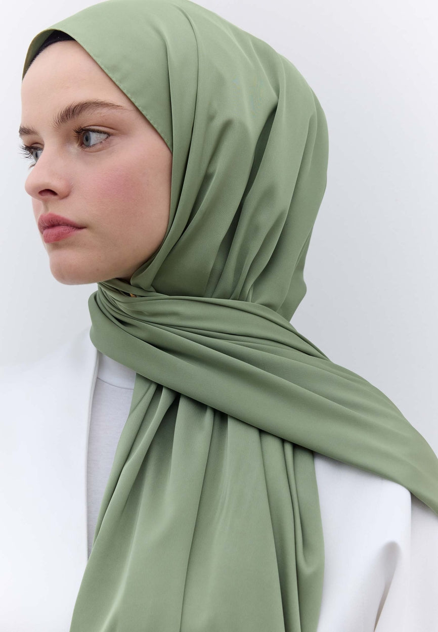 Qivola Premium Chiffon Scarf in Khaki, front view