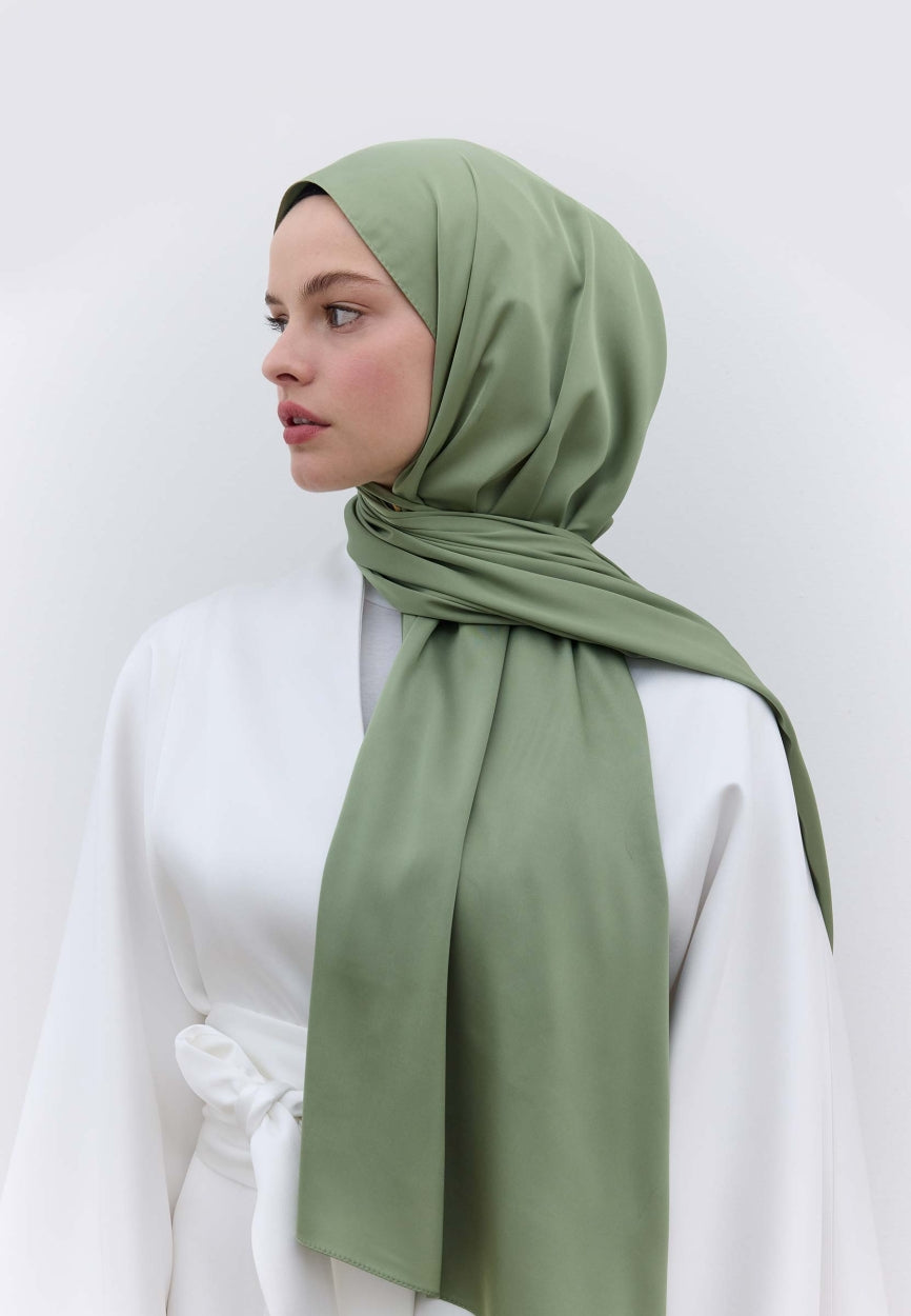 Qivola Premium Chiffon Scarf in Khaki, side view