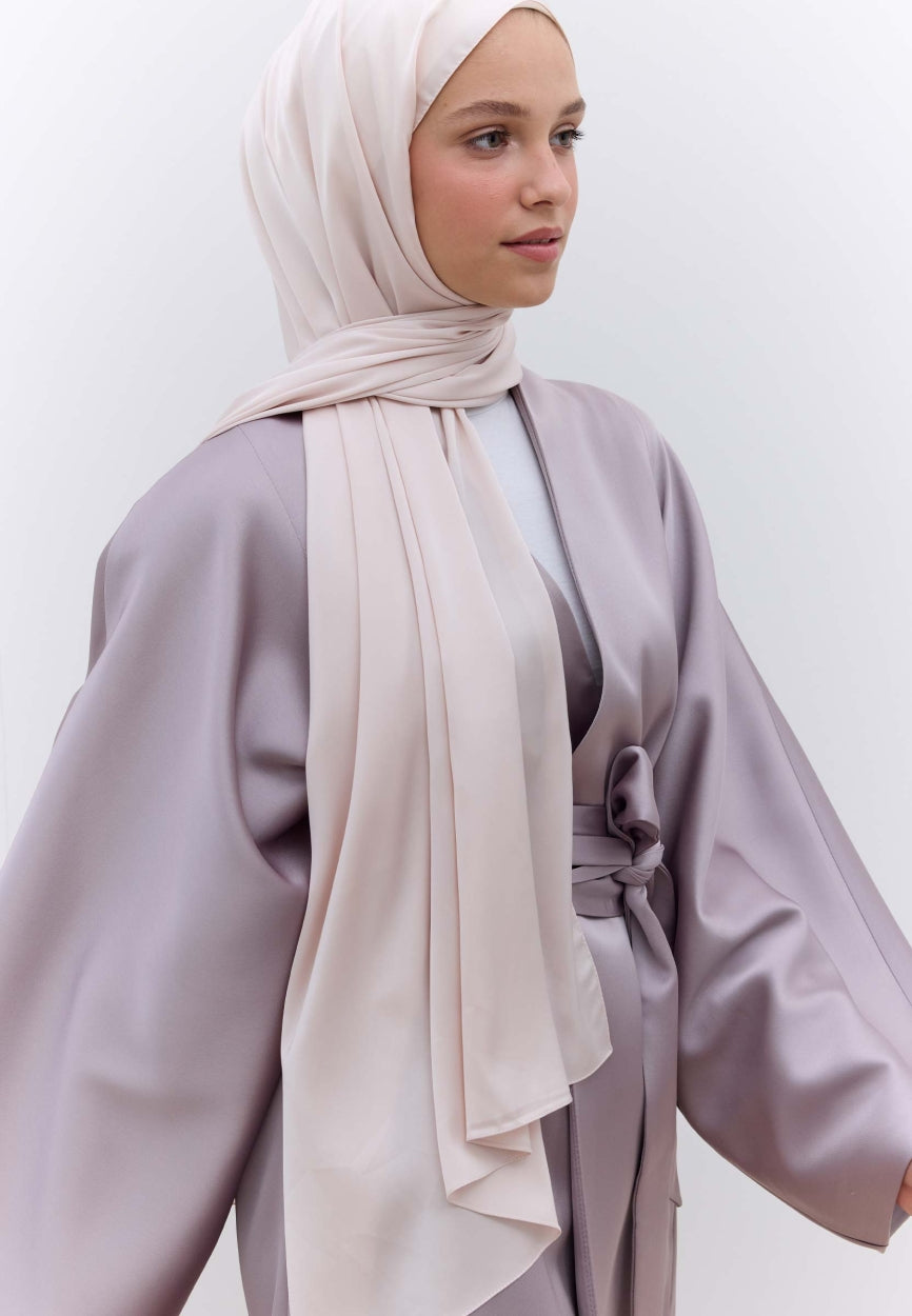 Qivola Premium Chiffon Scarf in Pink, side view