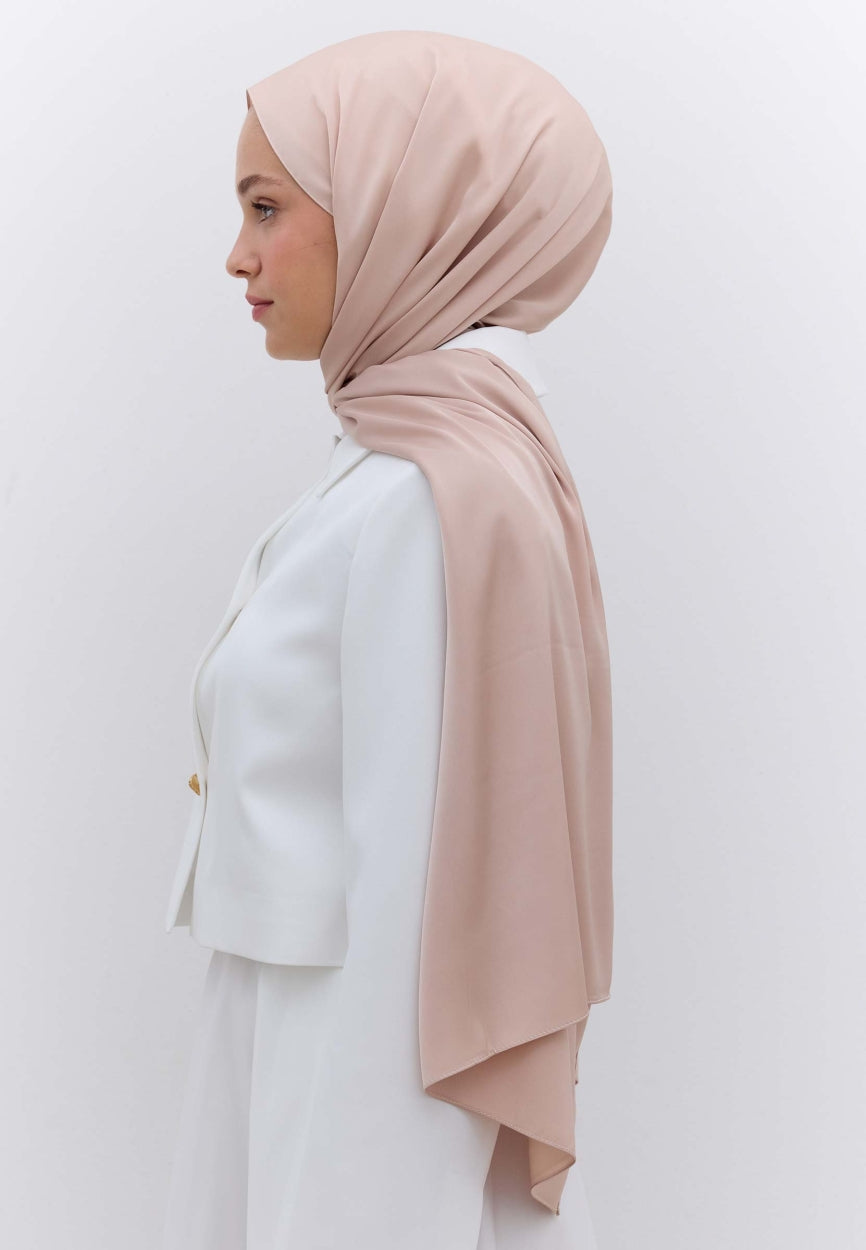Qivola Premium Chiffon Scarf in Powder Pink, side view (variant 2)