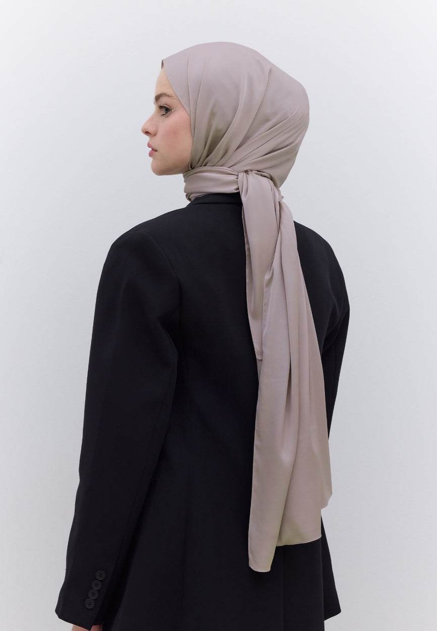Qivola Premium Chiffon Scarf in Stone, back view